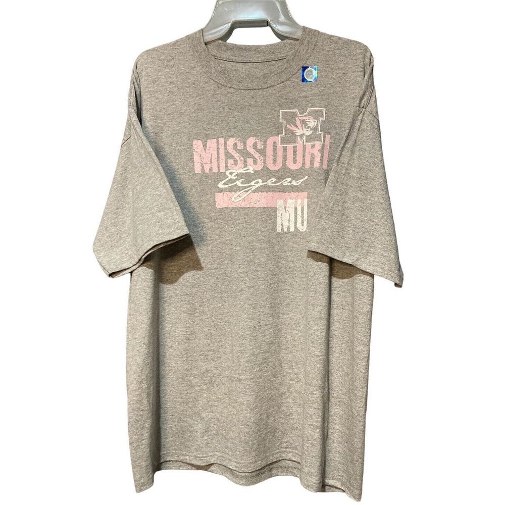 New Missouri Tigers T-shirt Gray Pink Short Sleeve Cotton Poly Size XL